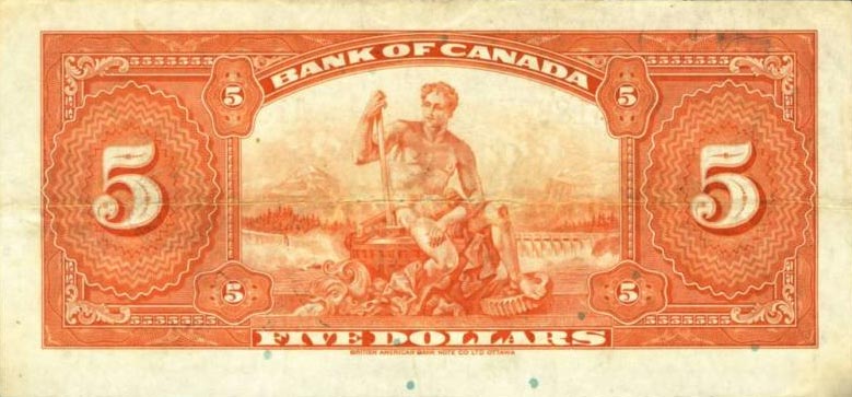 Back of Canada p42: 5 Dollars from 1935