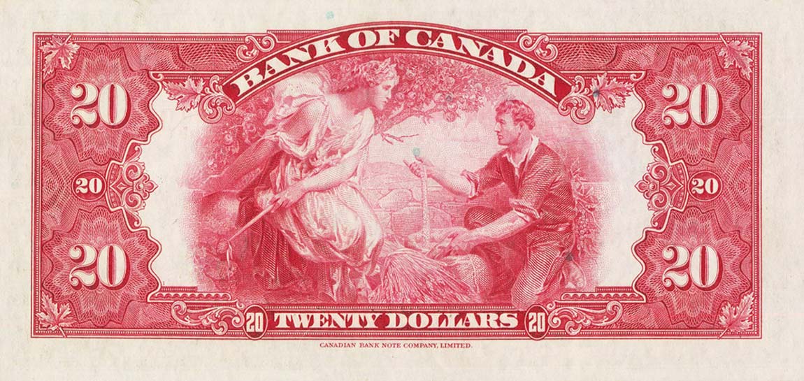 Back of Canada p46b: 20 Dollars from 1935