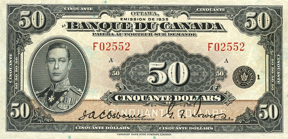 Front of Canada p51: 50 Dollars from 1935