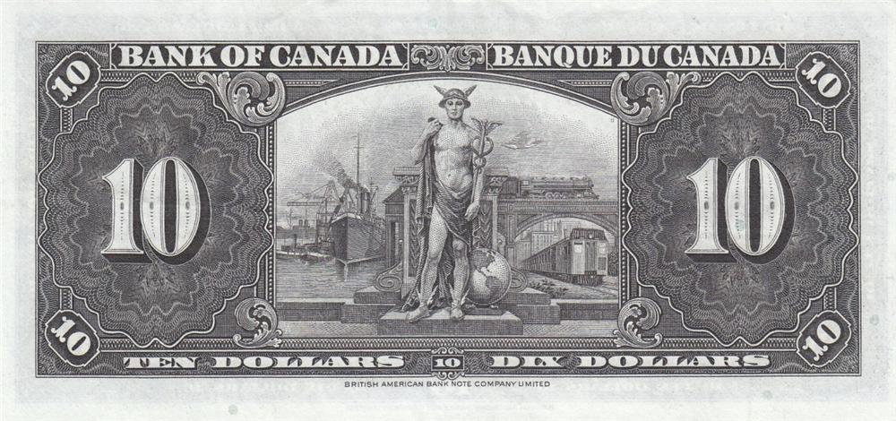 Back of Canada p61c: 10 Dollars from 1937