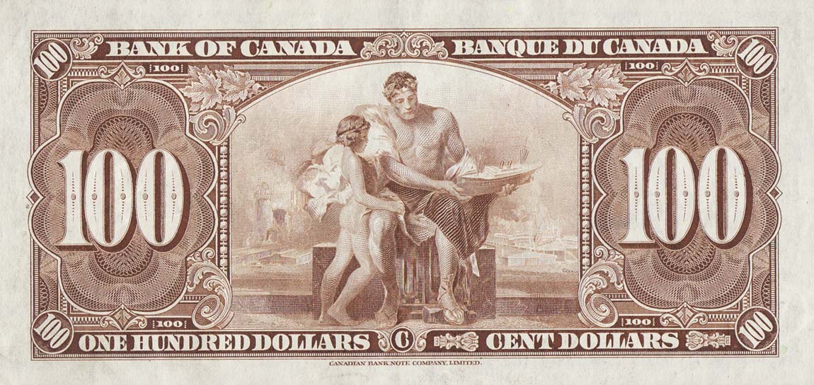 Back of Canada p64b: 100 Dollars from 1937