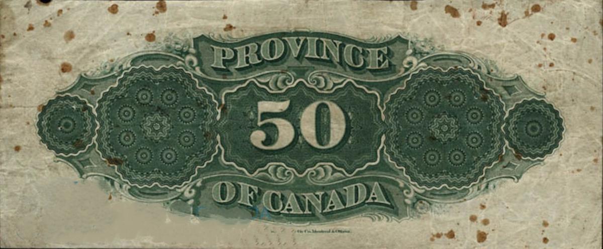 Back of Canada p6a: 50 Dollars from 1866