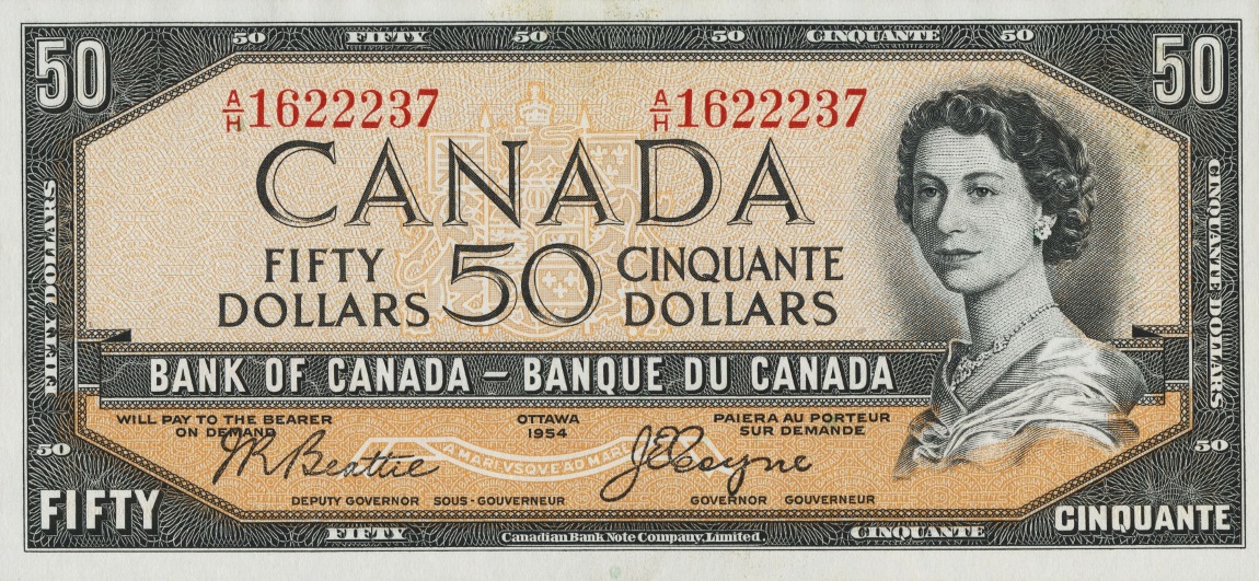 Front of Canada p71b: 50 Dollars from 1954