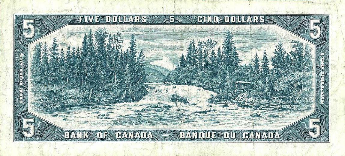 Back of Canada p77b: 5 Dollars from 1954