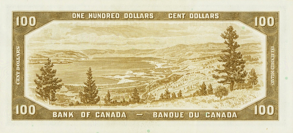 Back of Canada p82b: 100 Dollars from 1954