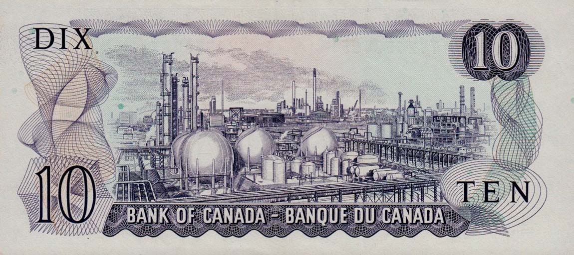 Back of Canada p88c: 10 Dollars from 1971