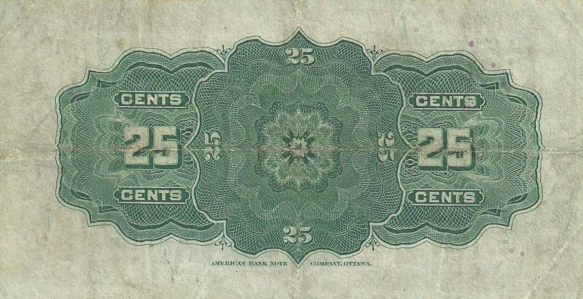 Back of Canada p9a: 25 Cents from 1900
