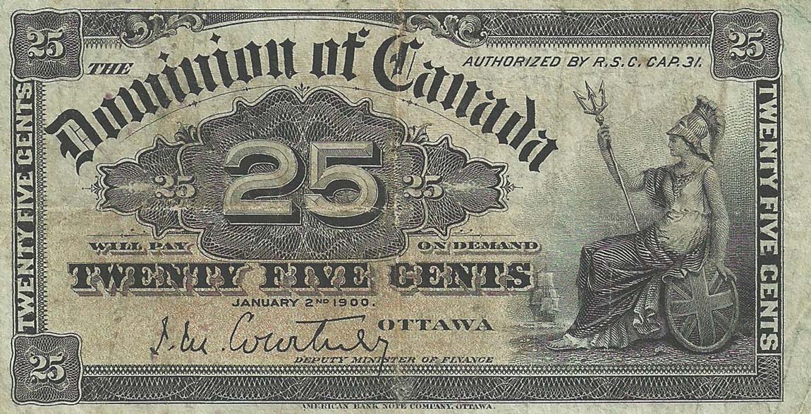 Front of Canada p9a: 25 Cents from 1900