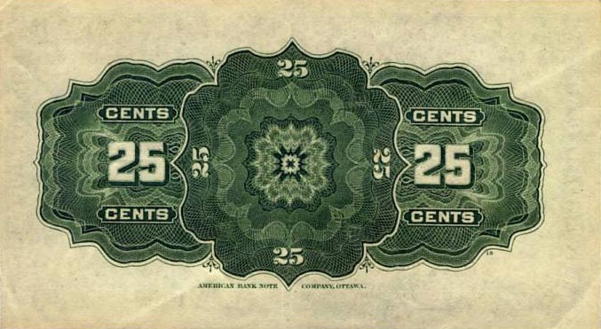 Back of Canada p9b: 25 Cents from 1900