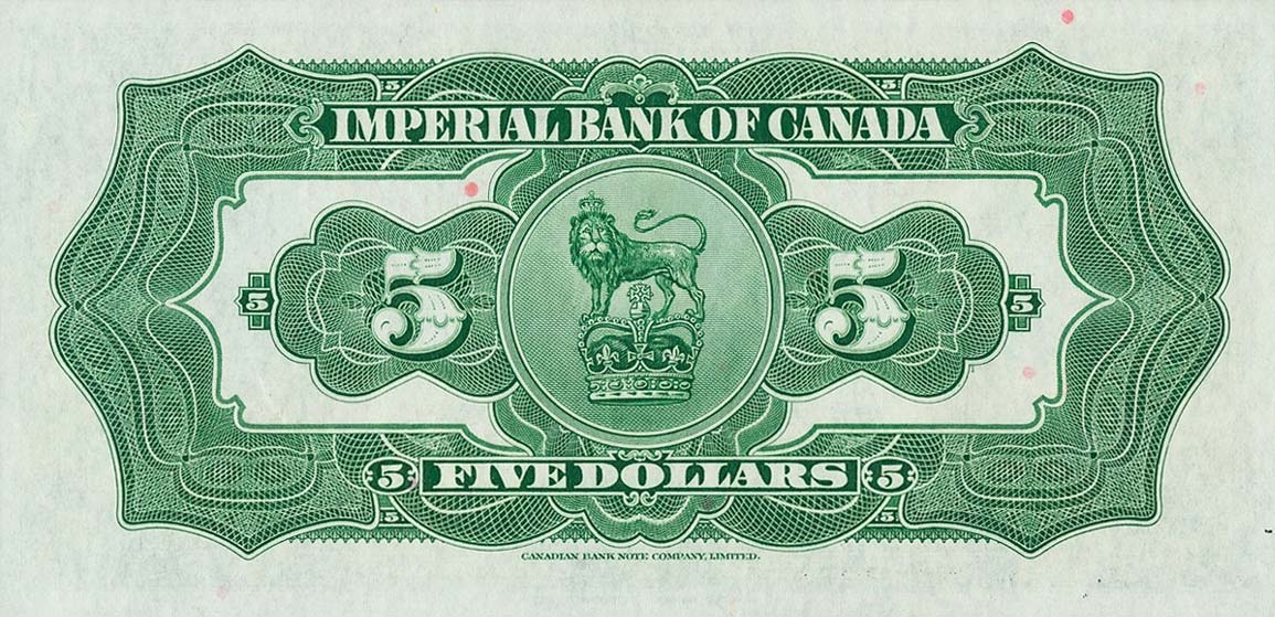 Back of Canada pS1145Ea: 5 Dollars from 1934