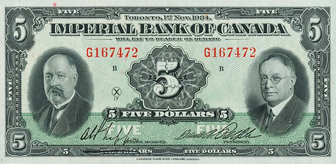 Front of Canada pS1145Ea: 5 Dollars from 1934