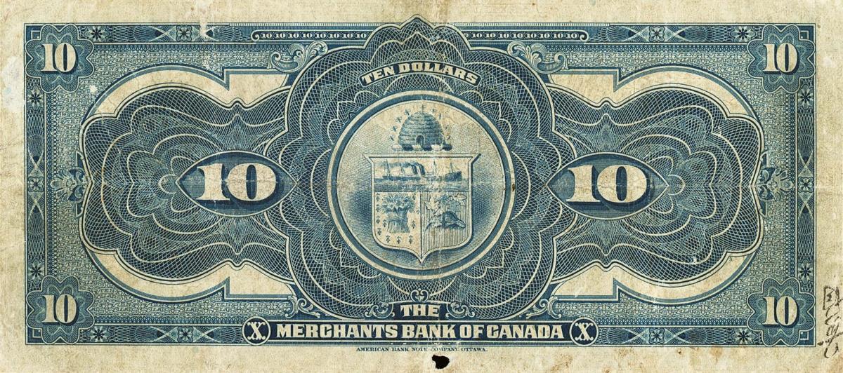 Back of Canada pS1173: 10 Dollars from 1919