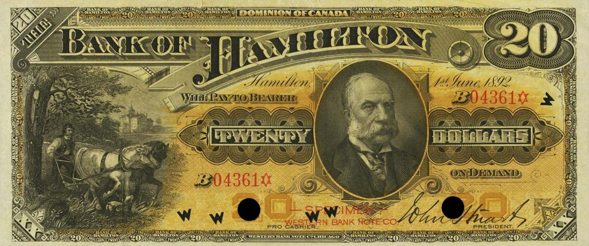 Front of Canada pS453: 20 Dollars from 1892