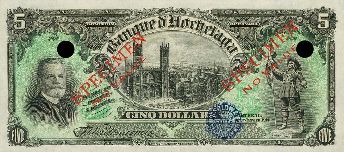 Front of Canada pS806ct: 5 Dollars from 1914
