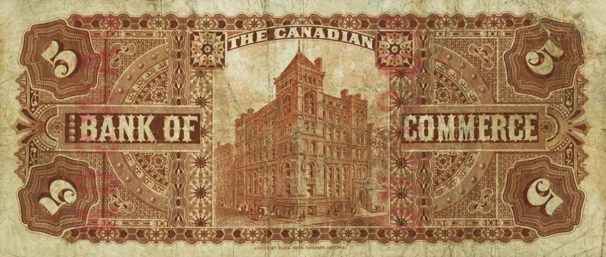 Back of Canada pS960f: 5 Dollars from 1888