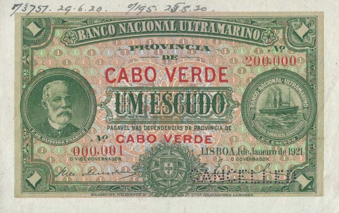 Front of Cape Verde p32s: 1 Escudo from 1921
