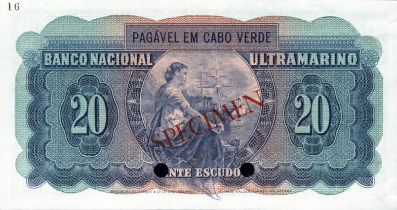 Back of Cape Verde p47ct: 20 Escudos from 1958