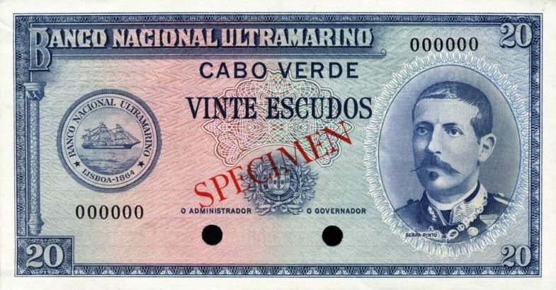 Front of Cape Verde p47ct: 20 Escudos from 1958