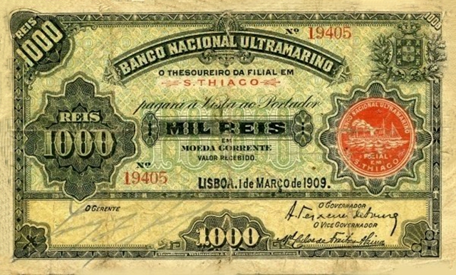 Front of Cape Verde p4a: 1000 Reis from 1909