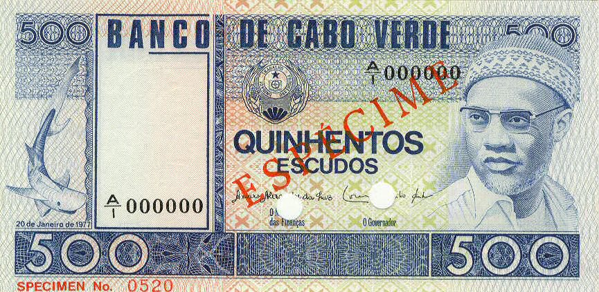 Front of Cape Verde p55s1: 500 Escudos from 1977
