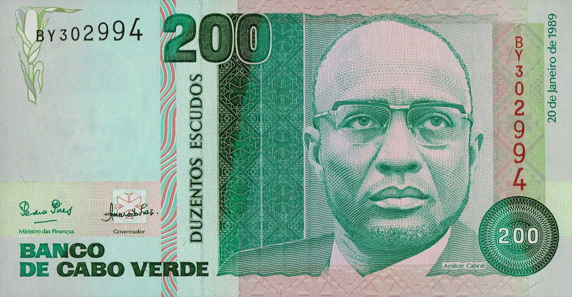Front of Cape Verde p58a: 200 Escudos from 1989