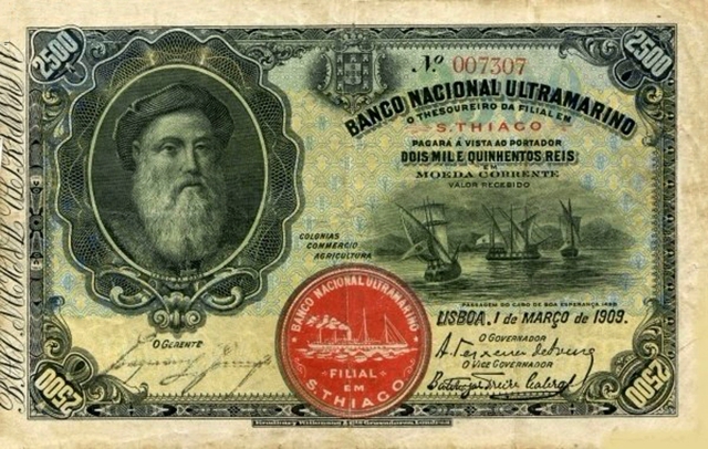 Front of Cape Verde p5a: 2500 Reis from 1909