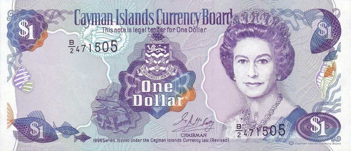 Front of Cayman Islands p16b: 1 Dollar from 1996