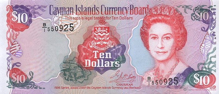 Front of Cayman Islands p18a: 10 Dollars from 1996