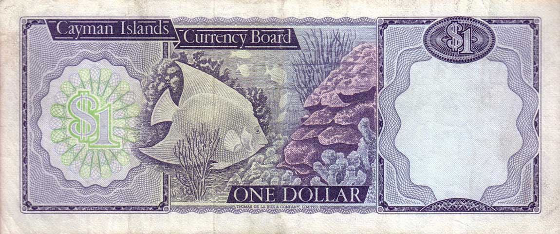 Back of Cayman Islands p1c: 1 Dollar from 1971
