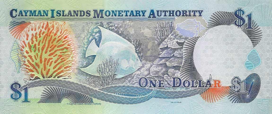 Back of Cayman Islands p26c: 1 Dollar from 2001
