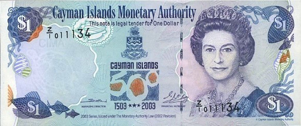 Front of Cayman Islands p30r: 1 Dollar from 2003