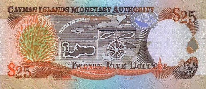 Back of Cayman Islands p31a: 25 Dollars from 2003