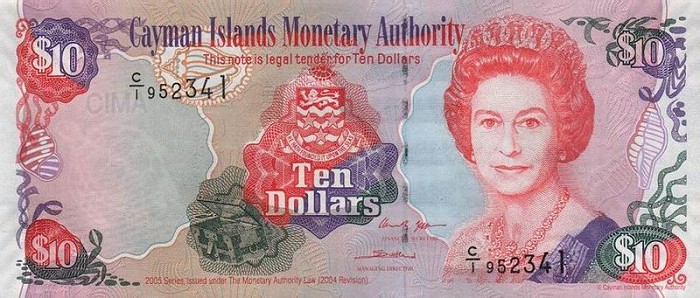 Front of Cayman Islands p35a: 10 Dollars from 2005