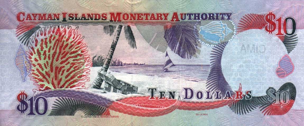 Back of Cayman Islands p35r: 10 Dollars from 2005