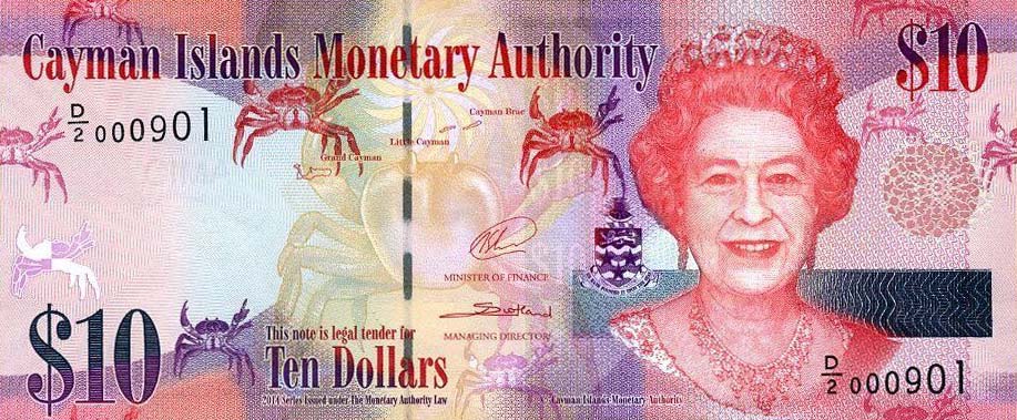Front of Cayman Islands p40b: 10 Dollars from 2014