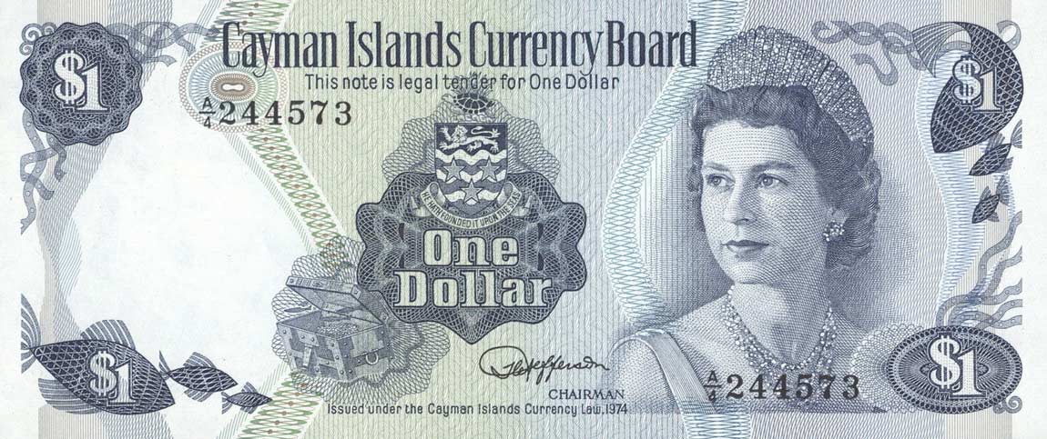 Front of Cayman Islands p5c: 1 Dollar from 1974
