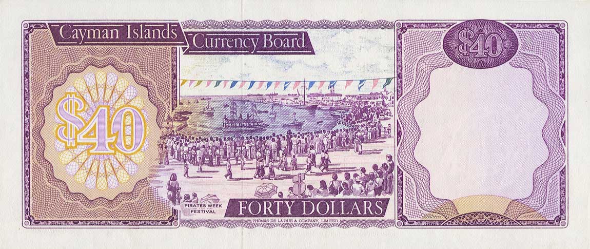 Back of Cayman Islands p9r: 40 Dollars from 1974