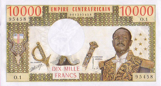 Front of Central African Republic p8: 10000 Francs from 1978