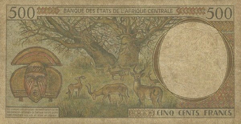 Back of Central African States p101Cd: 500 Francs from 1997