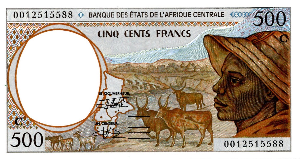 Front of Central African States p101Cg: 500 Francs from 2000