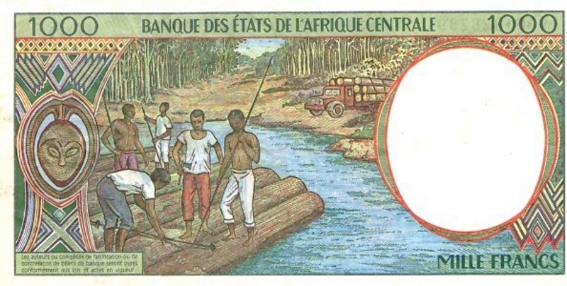 Back of Central African States p102Ca: 1000 Francs from 1993