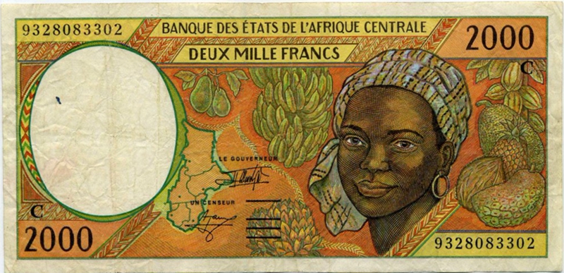 Front of Central African States p103Ca: 2000 Francs from 1993