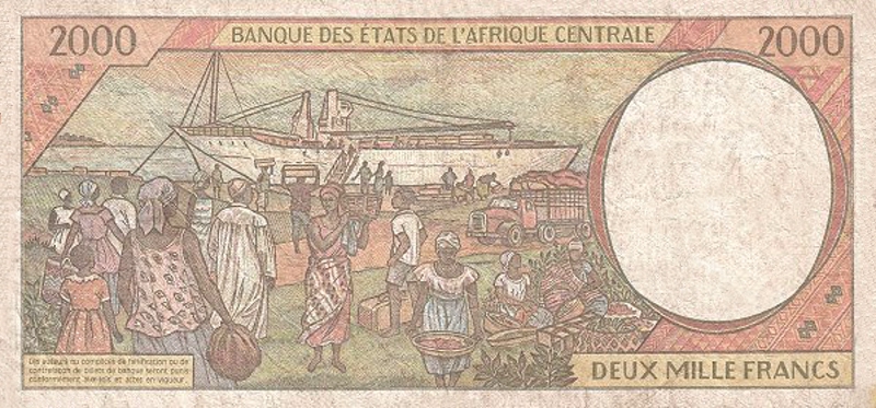 Back of Central African States p103Cd: 2000 Francs from 1997