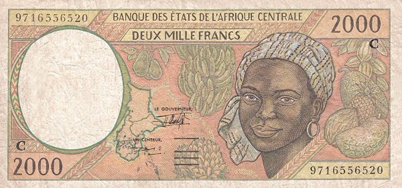Front of Central African States p103Cd: 2000 Francs from 1997