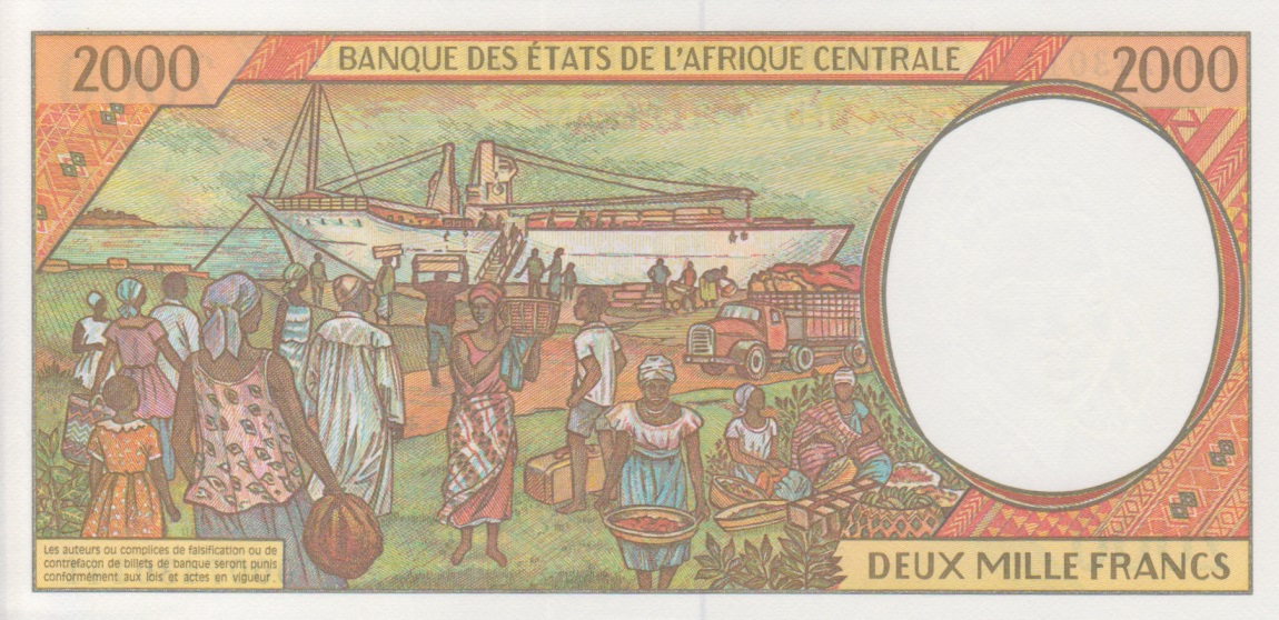 Back of Central African States p103Cg: 2000 Francs from 2000