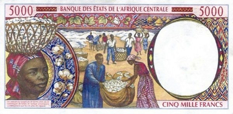 Back of Central African States p104Ce: 5000 Francs from 1999