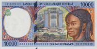 p105Ca from Central African States: 10000 Francs from 1994