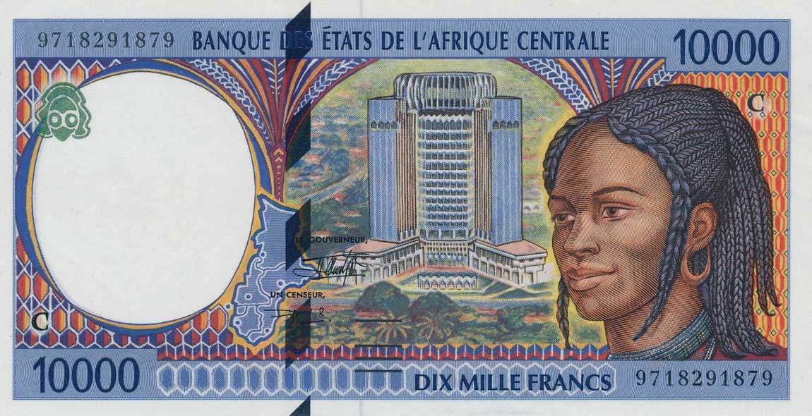 Front of Central African States p105Cc: 10000 Francs from 1997