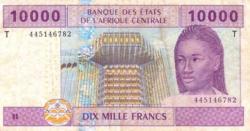 Front of Central African States p110Tb: 10000 Francs from 2002