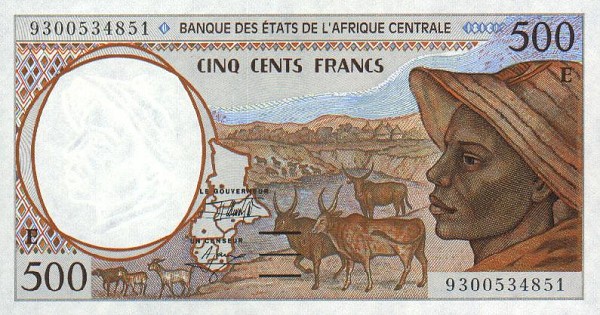 Front of Central African States p201Ea: 500 Francs from 1993